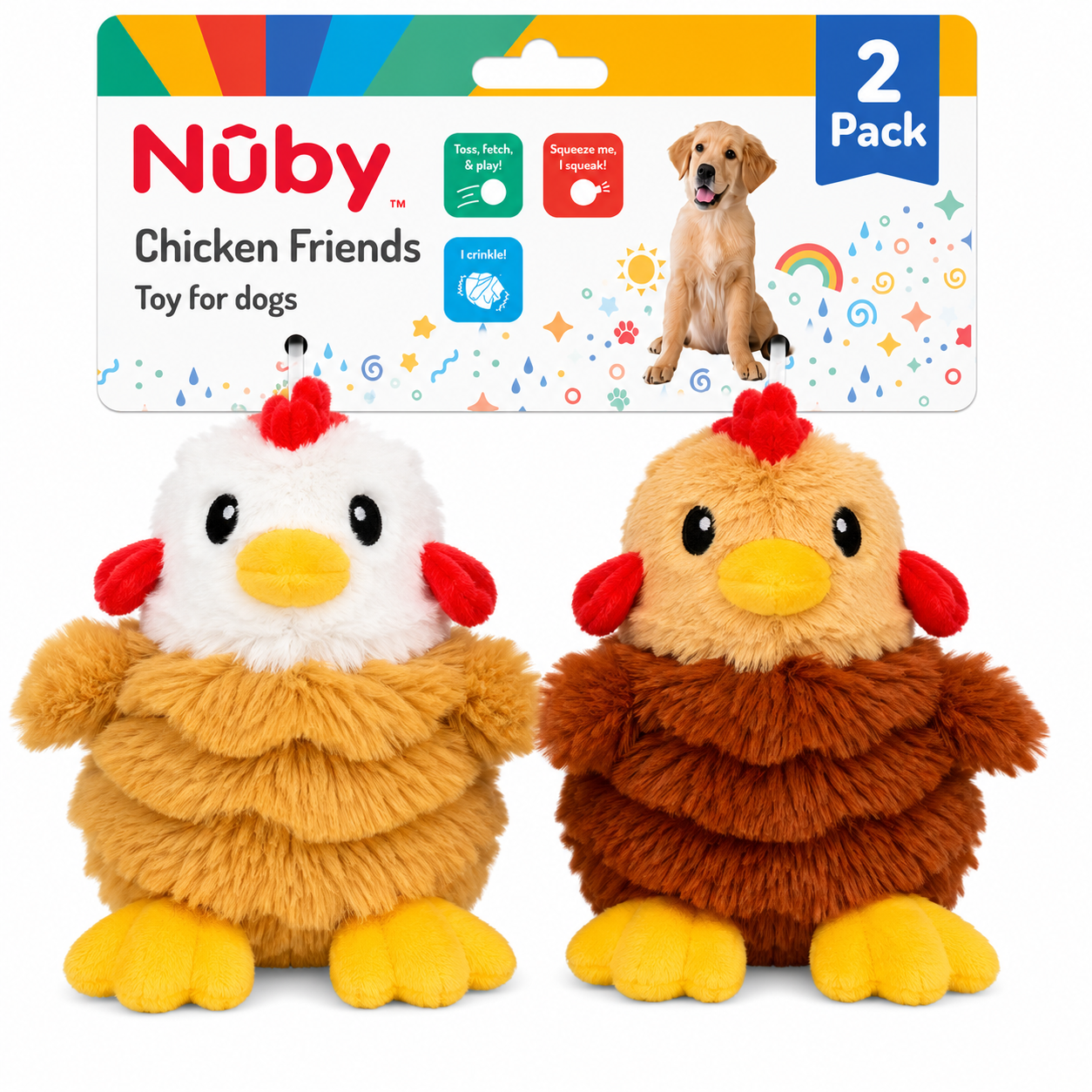 Nuby 2Pk Little Chicken Plush Puppy Toy