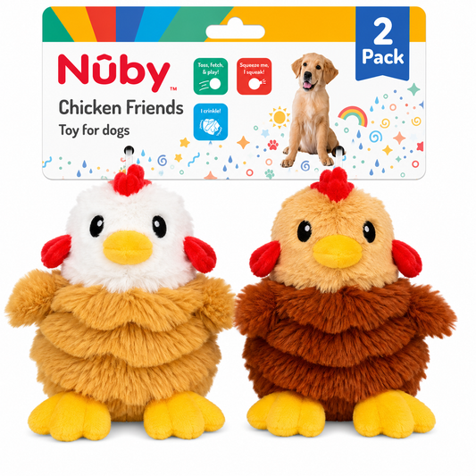 Nuby 2Pk Little Chicken Plush Puppy Toy