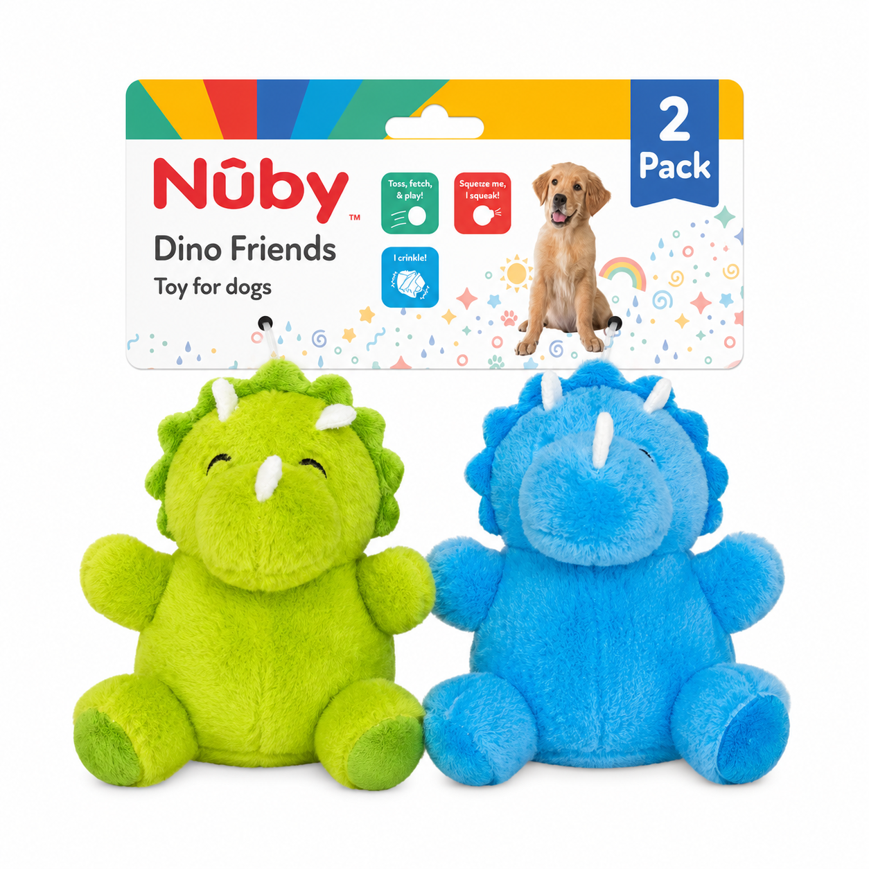 Nuby 2Pk Little Dino Plush Puppy Toy