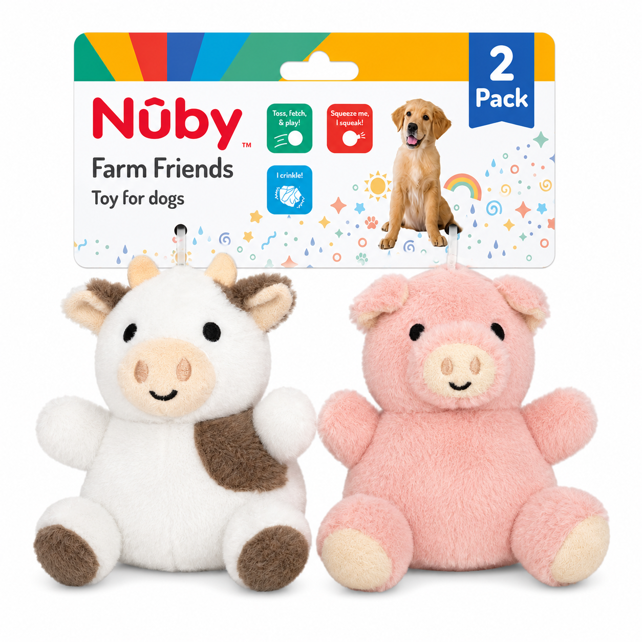 Nuby 2Pk Little Farm Animals Plush Puppy Toy