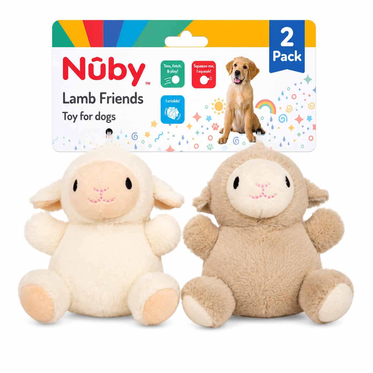 Nuby 2Pk Little Lamb Plush Puppy Toy