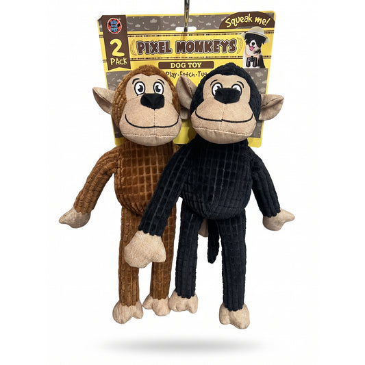 Bow Wow 2 Pk Everyday Pixel Monkey Black And Brown