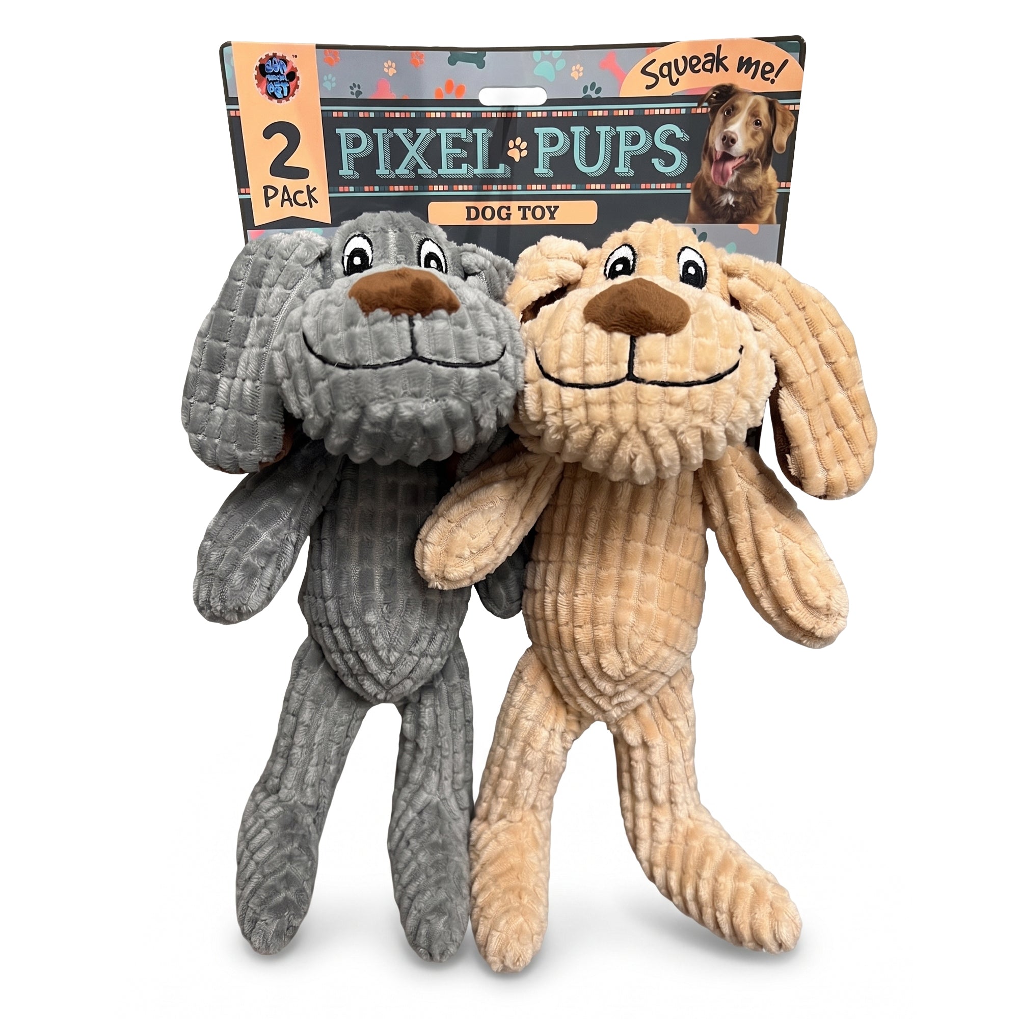 Bow Wow 2 Pk Everyday Pixle Pup Tan And Gray