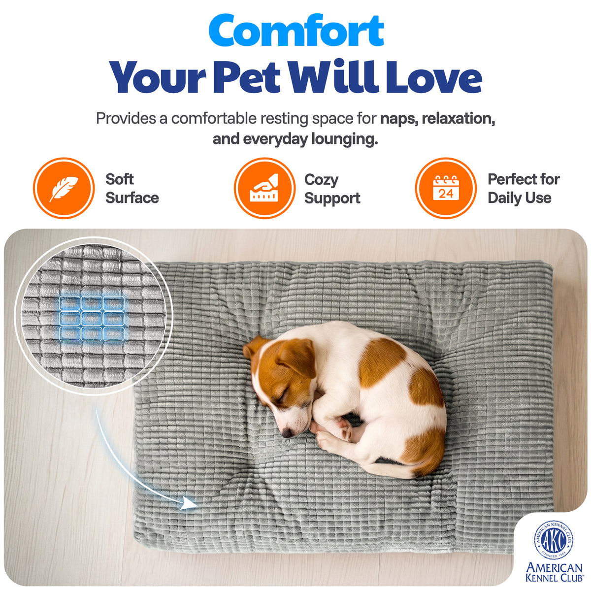 Akc New Pixel Mat 24" X 17" Light Gray