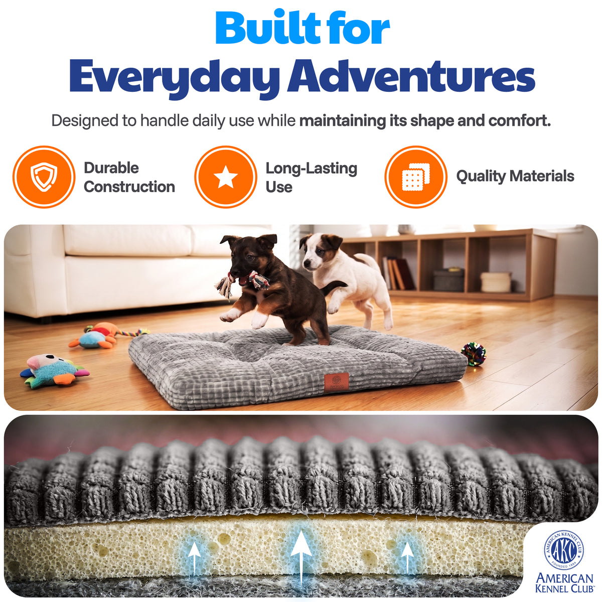Akc New Pixel Mat 24" X 17" Light Gray