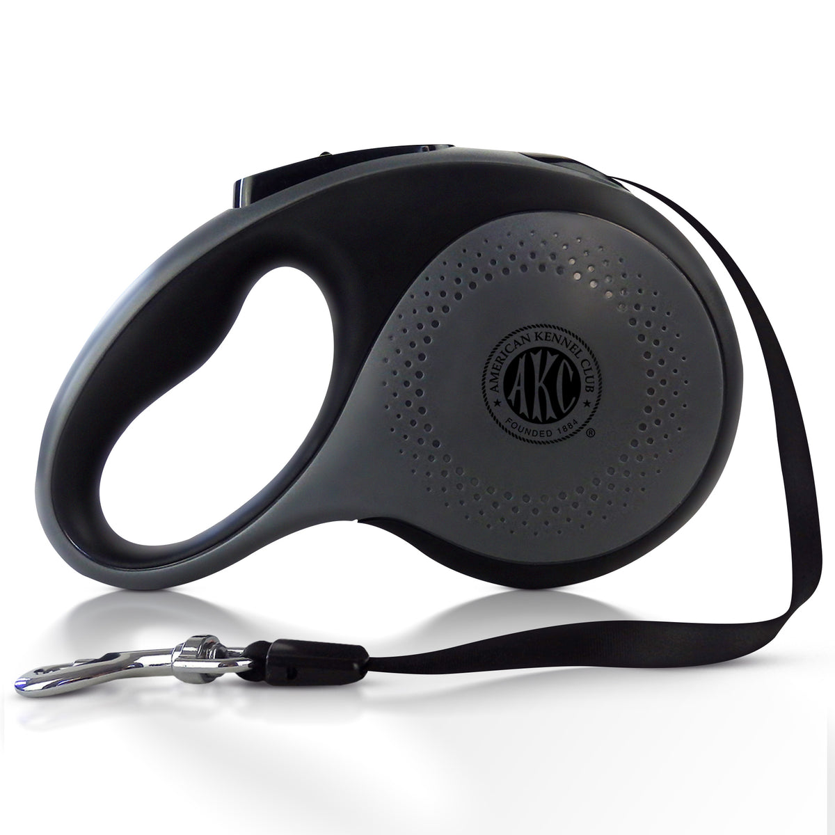Akc Retractable Leash Large 5M, 66 Lbs Dkgry/Blk