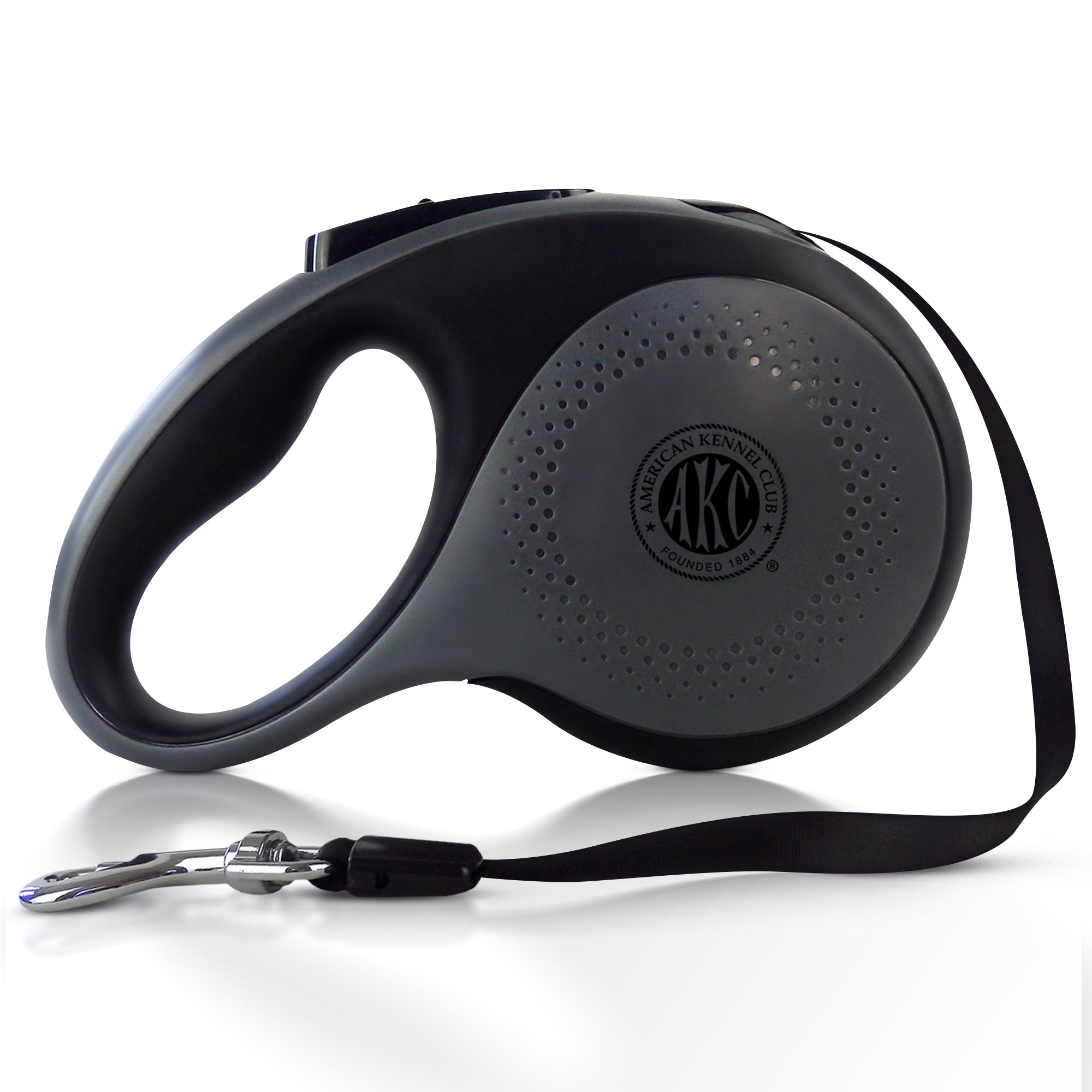 Akc Retractable Leash Large 5M, 66 Lbs Dkgry/Blk