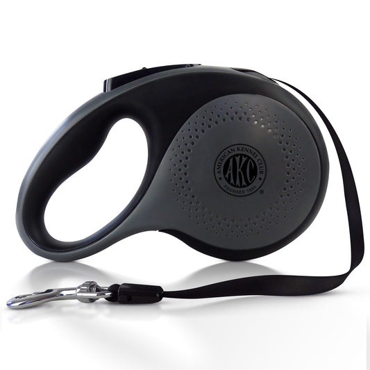 Akc Retractable Leash Large 5M, 66 Lbs Dkgry/Blk
