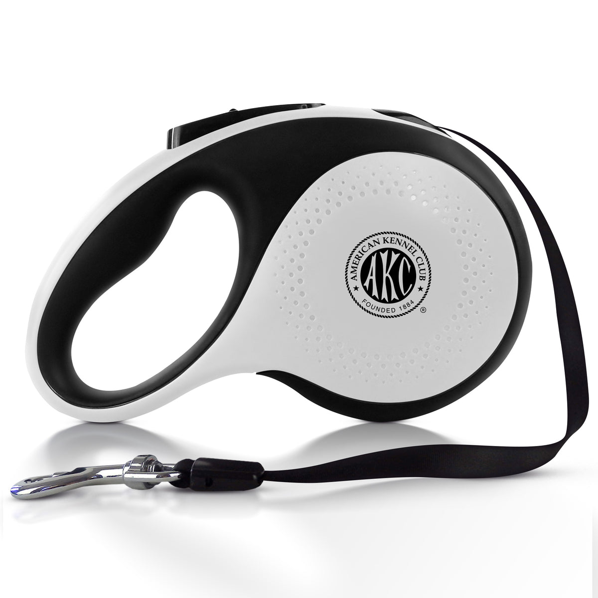 Akc Retractable Leash Large 5M, 66 Lbs Wht/Blk