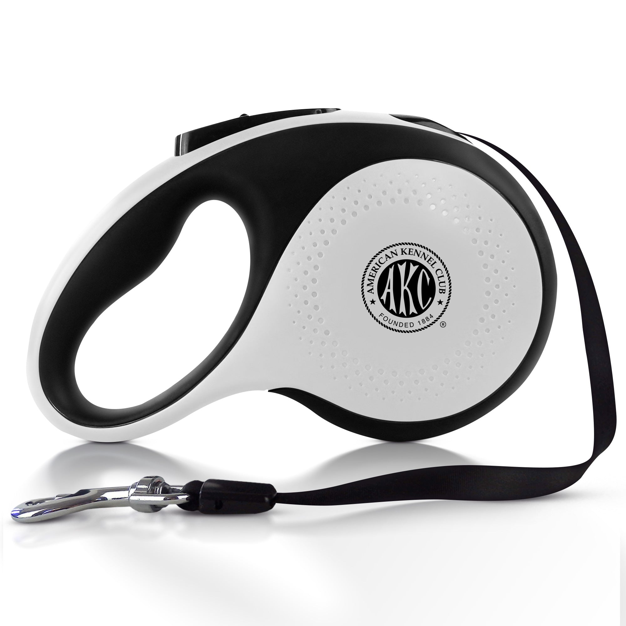 Akc Retractable Leash Large 5M, 66 Lbs Wht/Blk