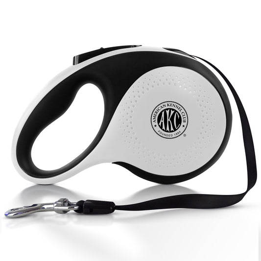 Akc Retractable Leash Large 5M, 66 Lbs Wht/Blk