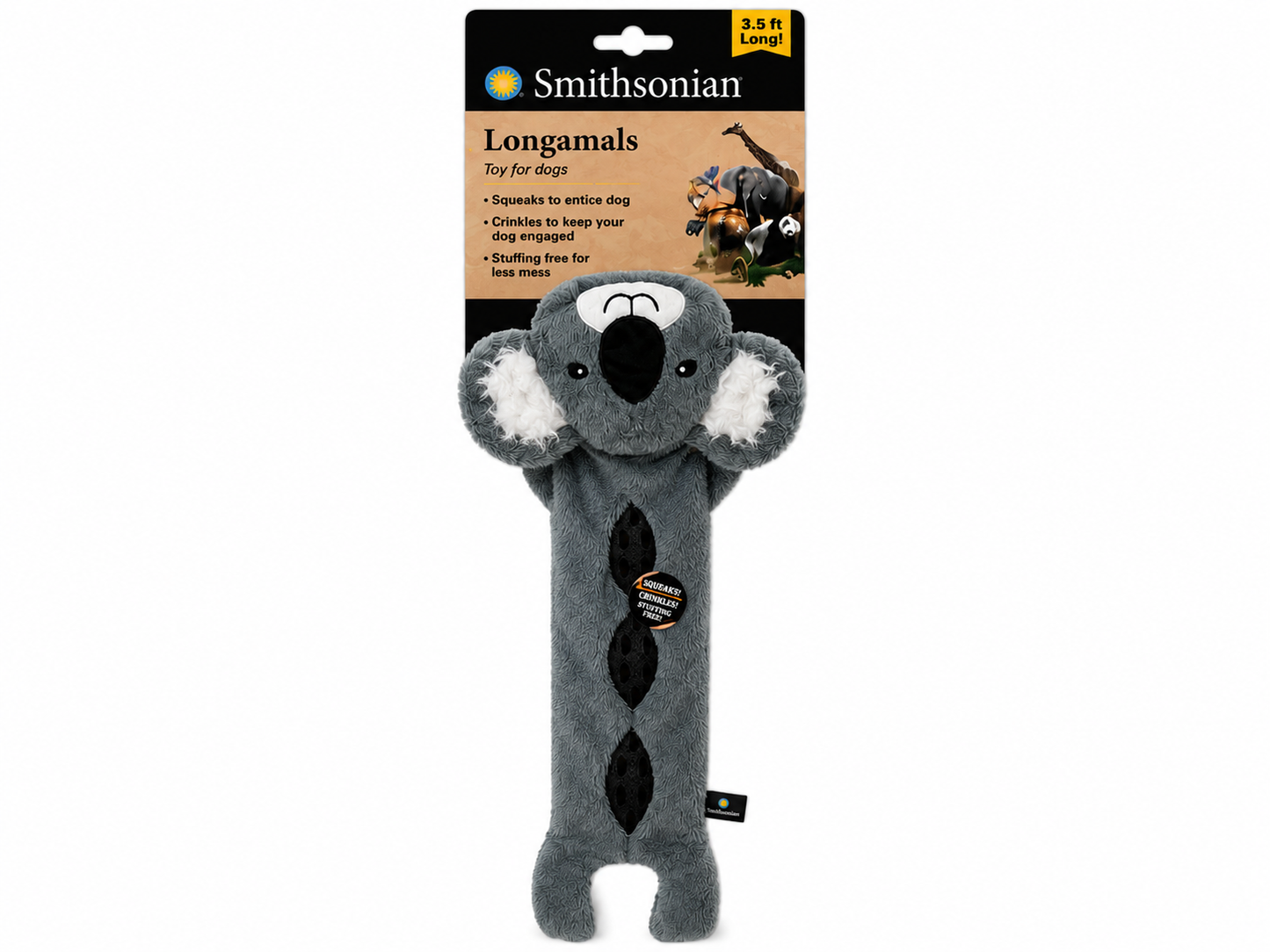 Smithsonian "Longamals" Koala Squeak & Crinkle Plush Medium