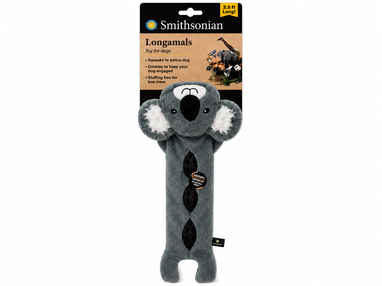 Smithsonian "Longamals" Koala Squeak & Crinkle Plush Medium