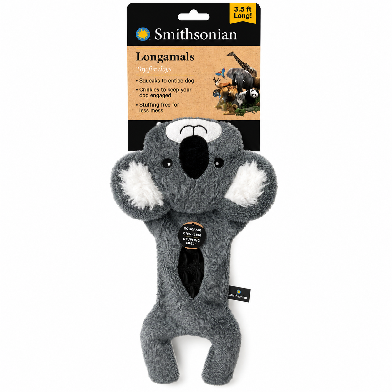 Smithsonian "Longamals" Koala Squeak & Crinkle Plush Small