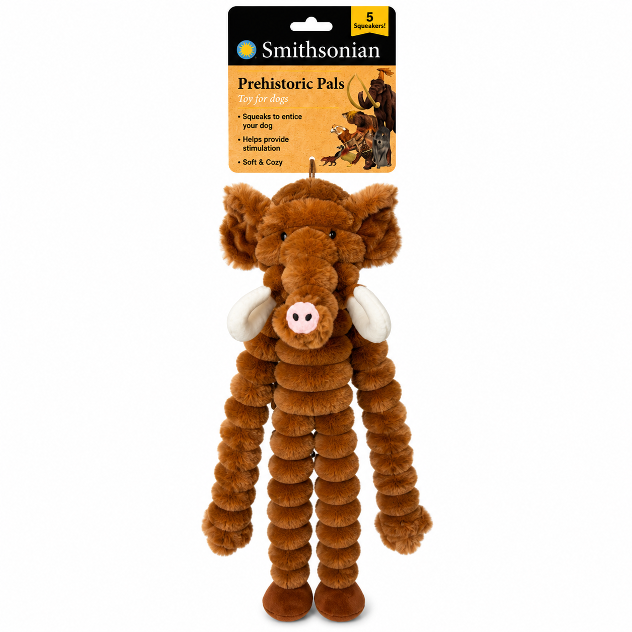 Smithsonian Xl Corduroy Mammoth With 5 Squeakers Stuffed Dog Toy