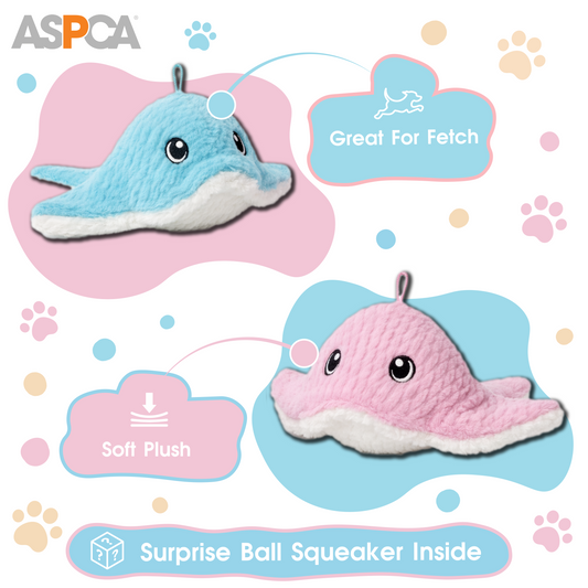 Aspca 2Pk Stingray Plush W/ Spiked Ball Squeaker Dog Toy