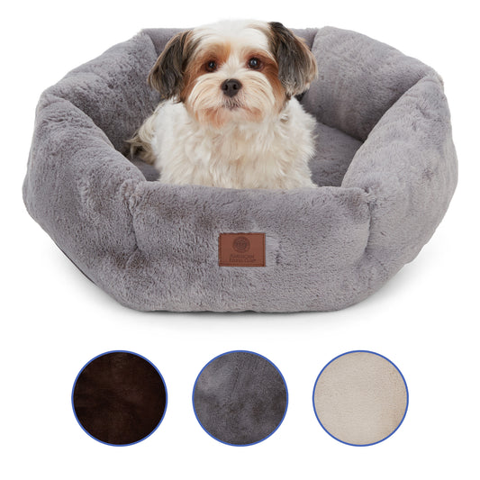 Akc Plush 20" Round Pet Bed With Tuft Rolled Package Gray