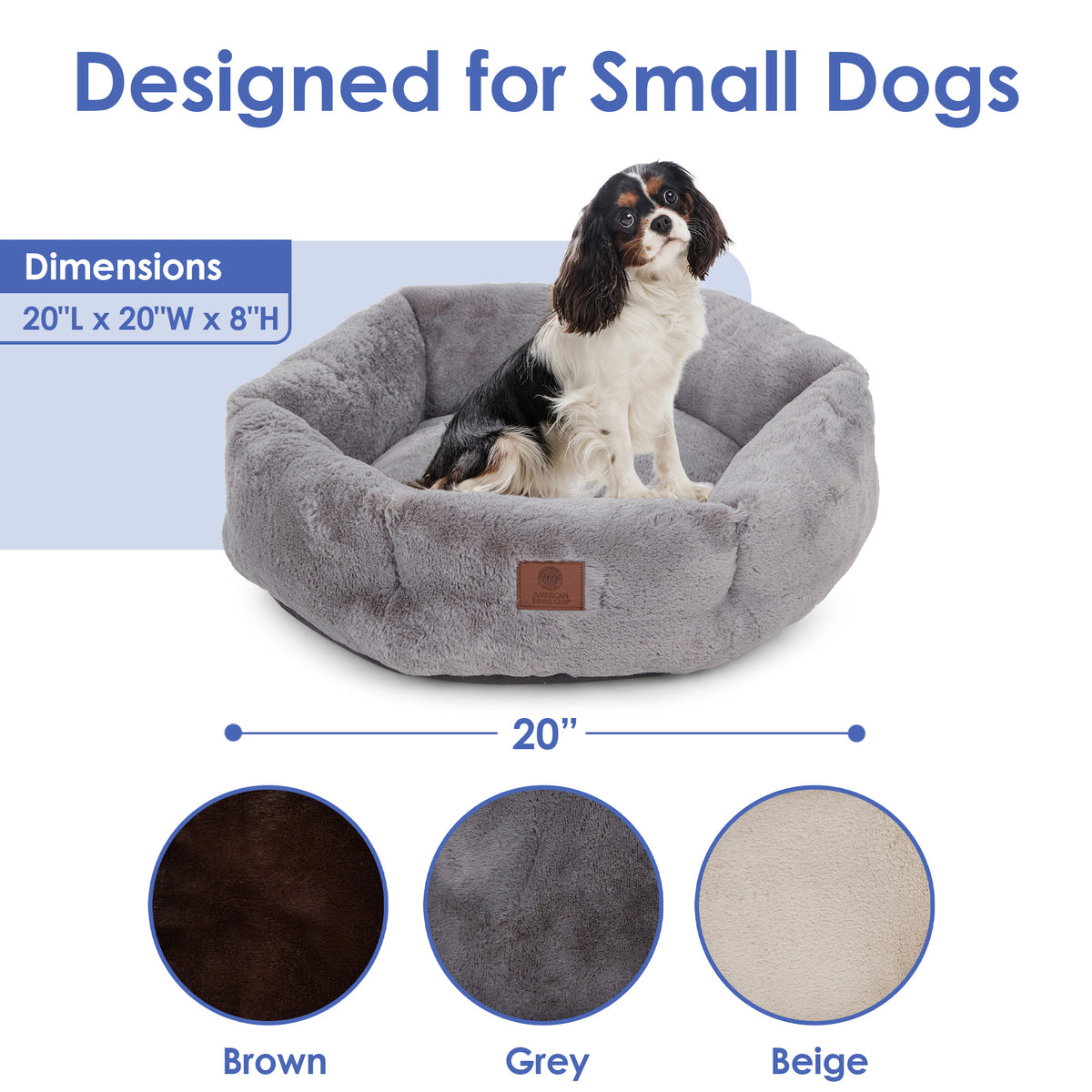 Akc Plush 20" Round Pet Bed With Tuft Rolled Package Gray