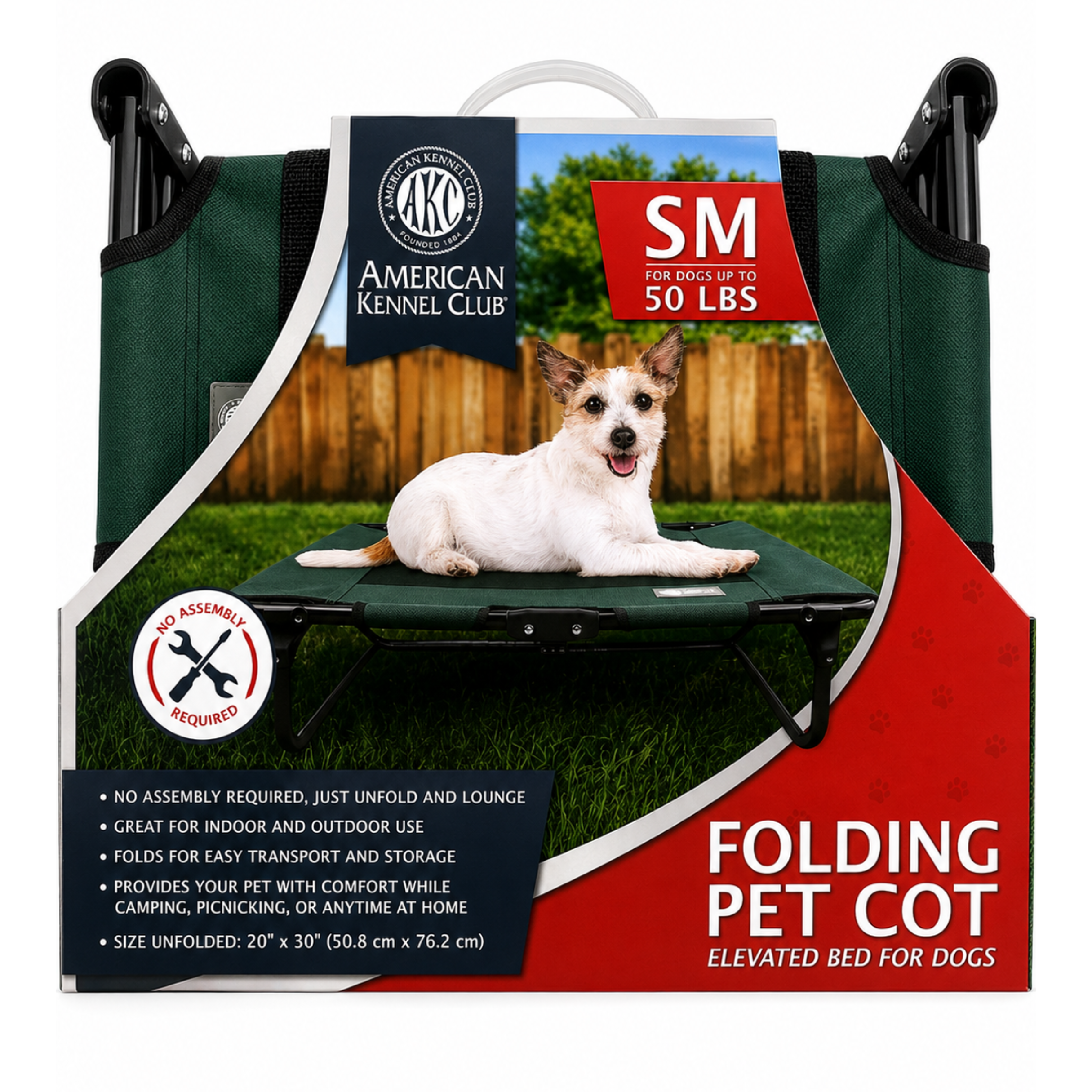 Akc Small 20" X 30" Pet Cot With Mesh Center Green