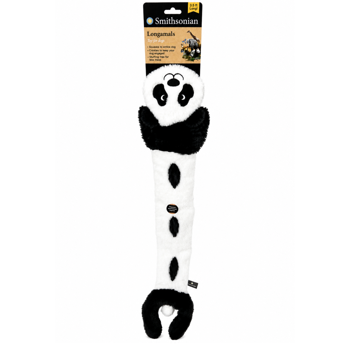 Smithsonian "Longamals" Panda Squeak & Crinkle Plush Large