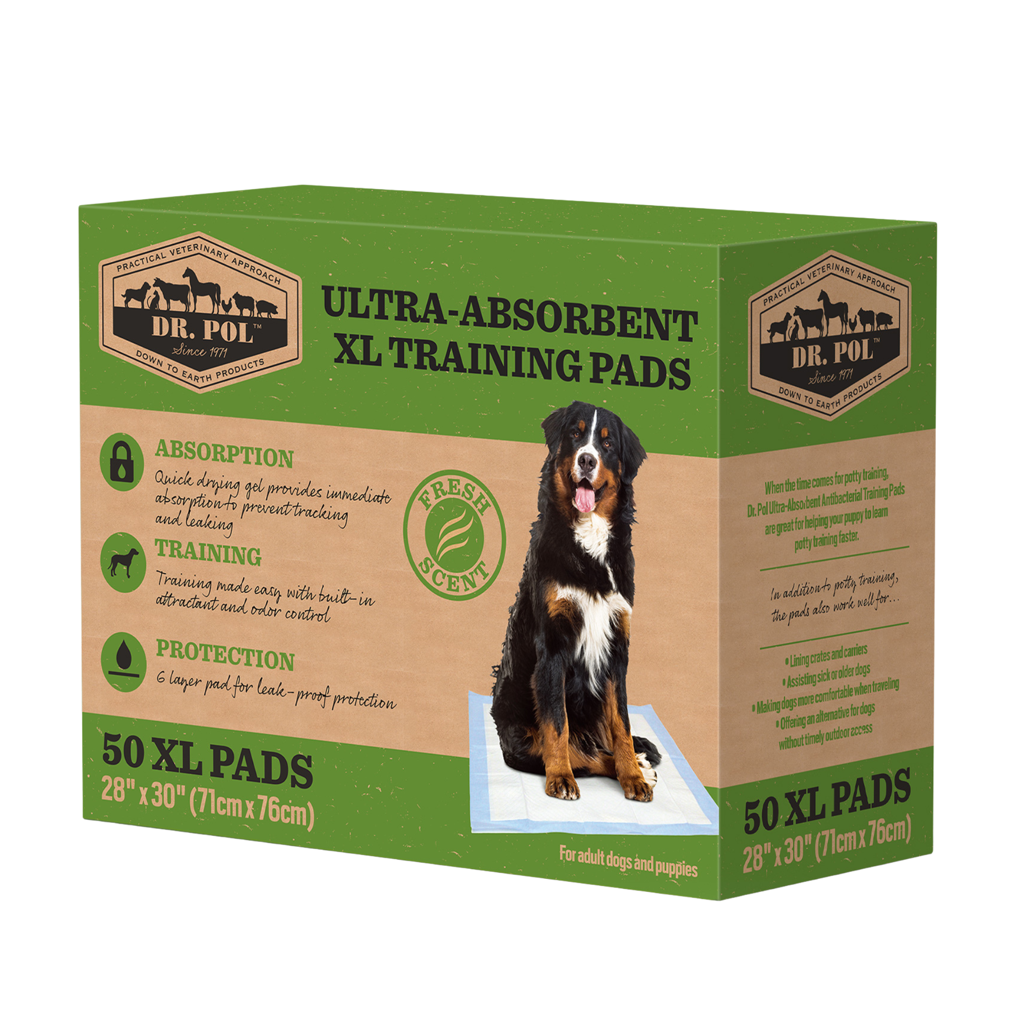 Dr Pol 50Ct 28" X 30" Fresh Scent Training Pads In Box