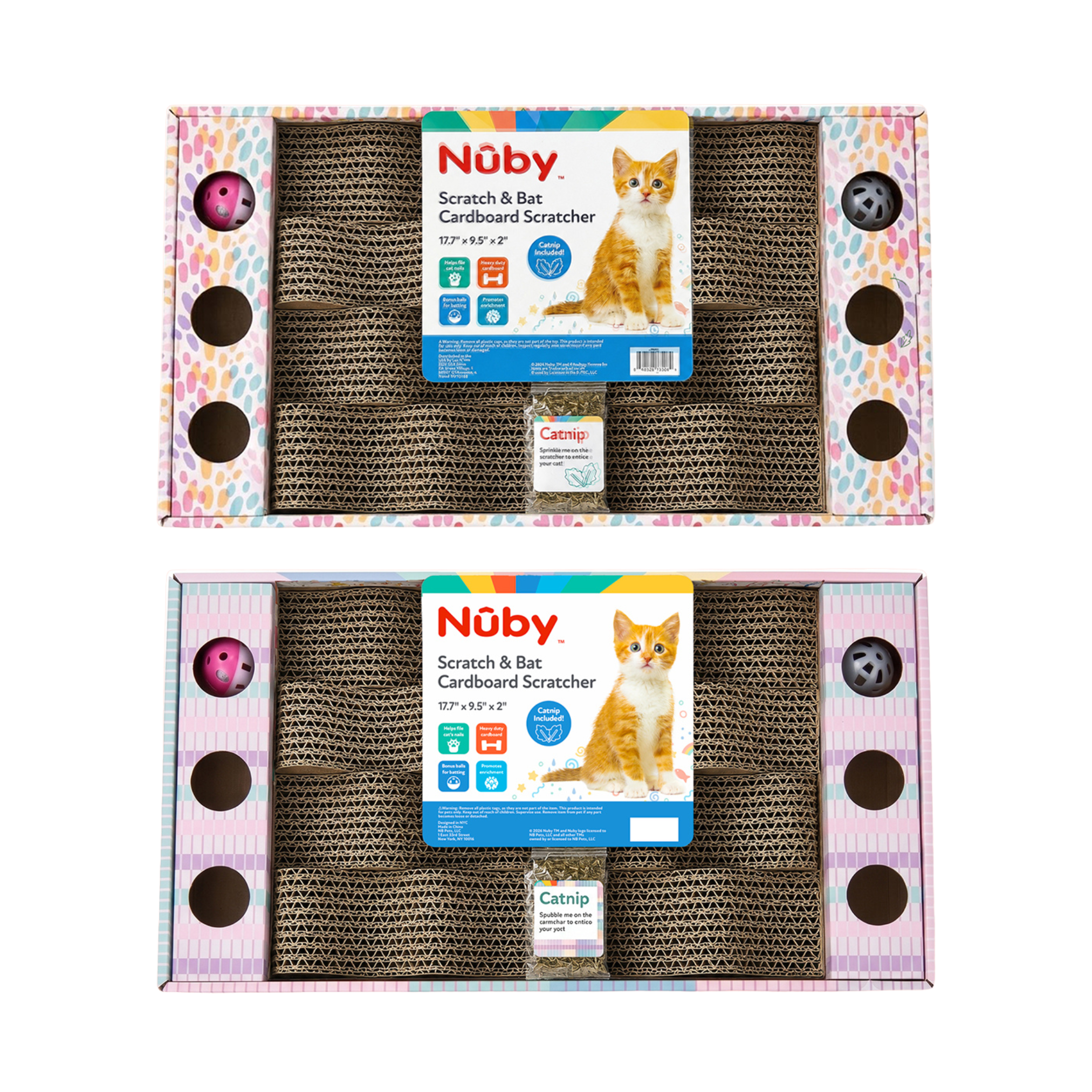 Nuby Scratch And Play Cat Toy Rainbow Dots And Stripes 2 Assortments