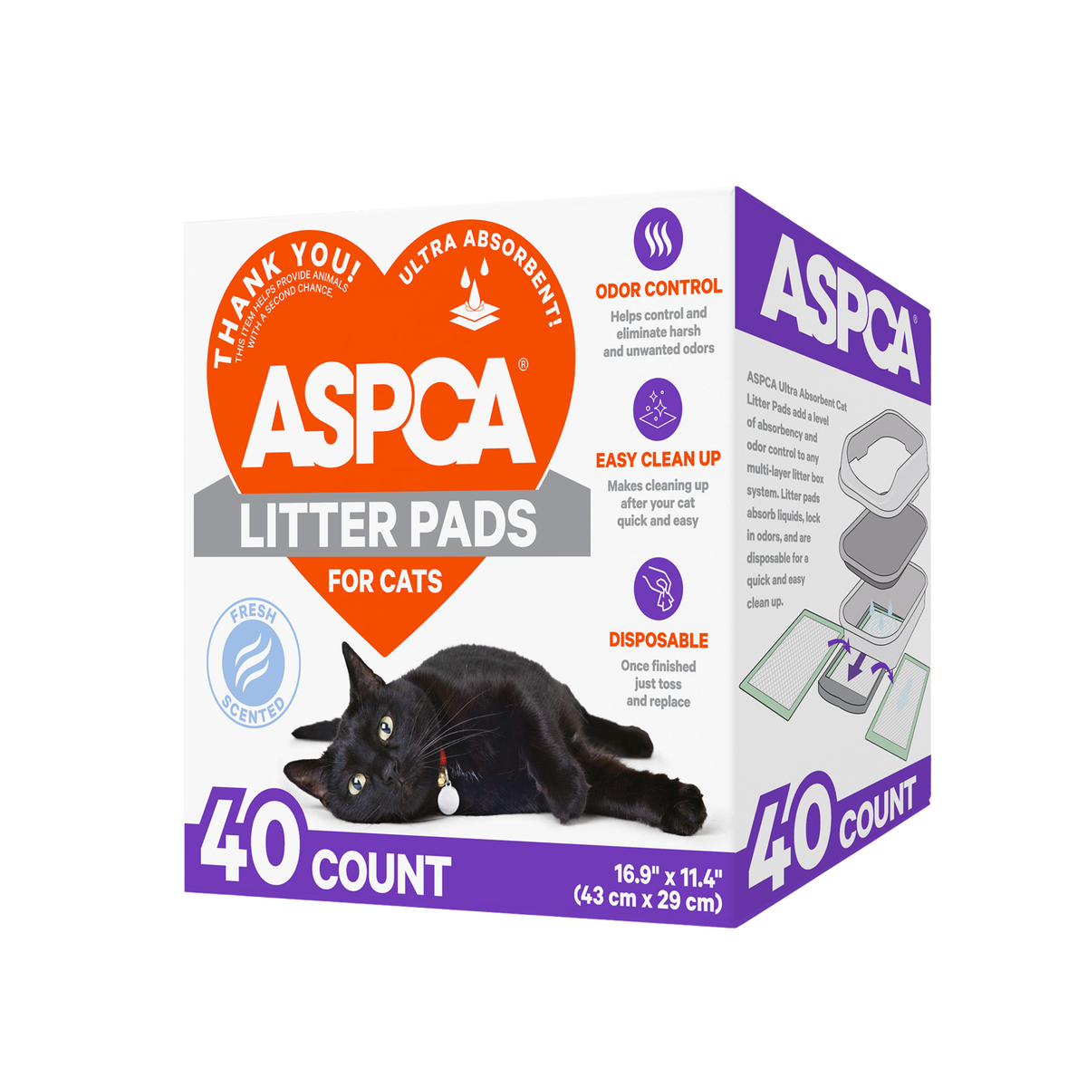 Aspca Cat Pads 40Pk Fresh Scented