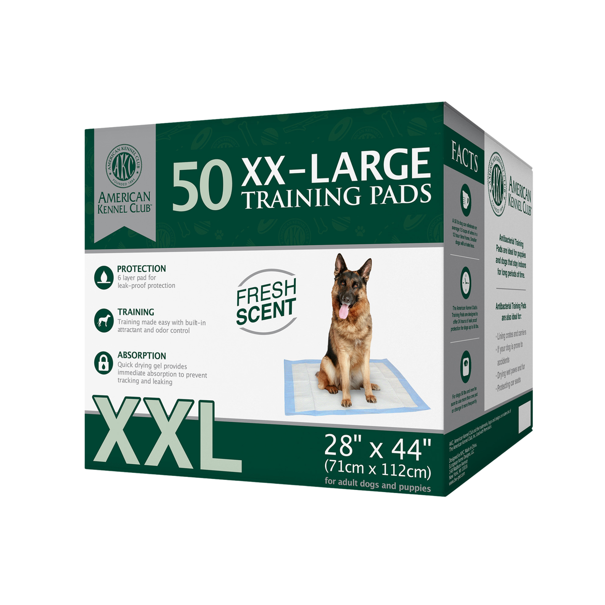 Akc 50 Count Xxl 44" X 28" Fresh Scent Training Pads In A Box