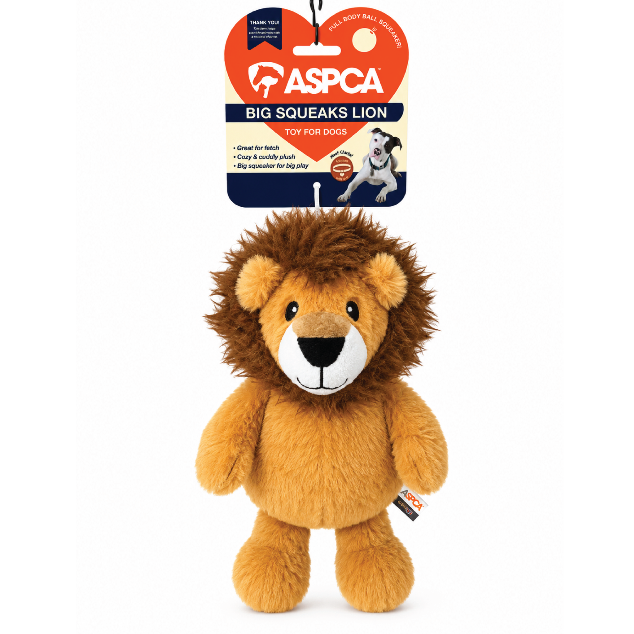 Aspca Lion Full Body Squeaker Plush Dog Toy