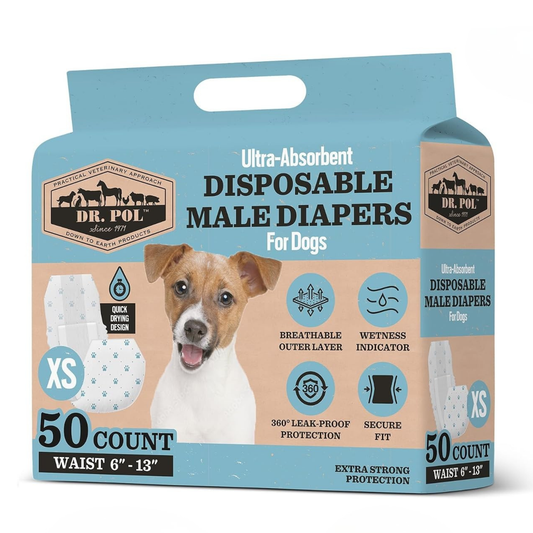 Dr Pol Size Xs Female Dog Diapers 50Ct Waist Sz 9"- 16"