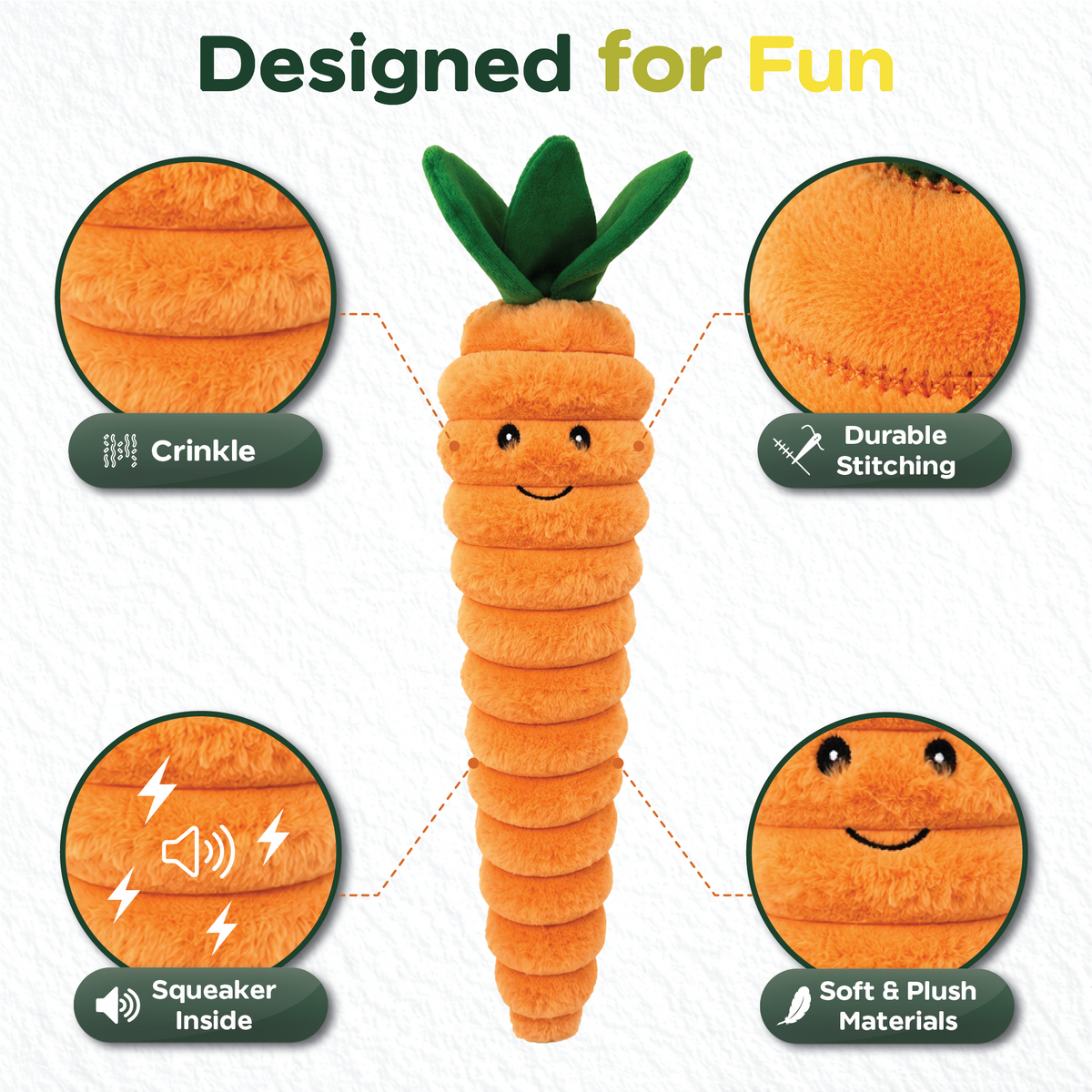 Bow Wow Xl Corduroy Carrot With Tube Squeaker Dog Toy