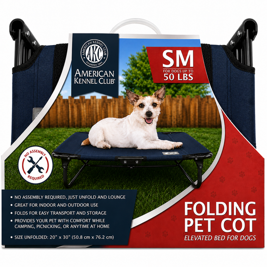 Akc Small 20" X 30" Pet Cot With Mesh Center Blue