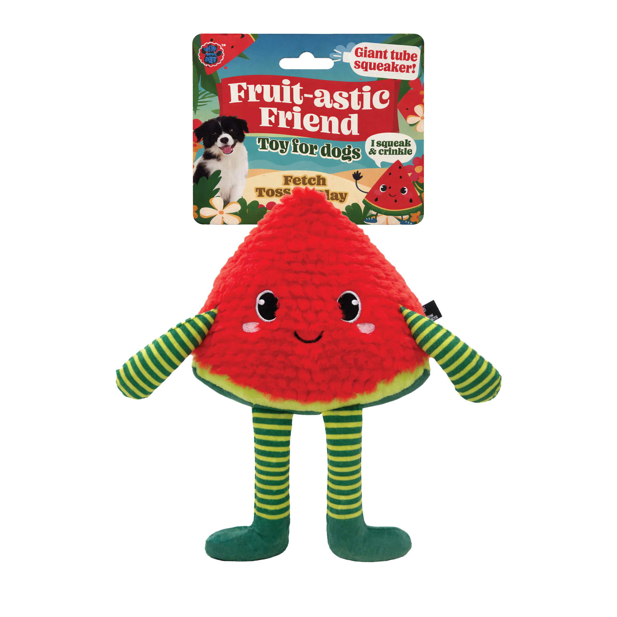 Bow Wow Large Watermelon Plush With Tube Squeaker Dog Toy