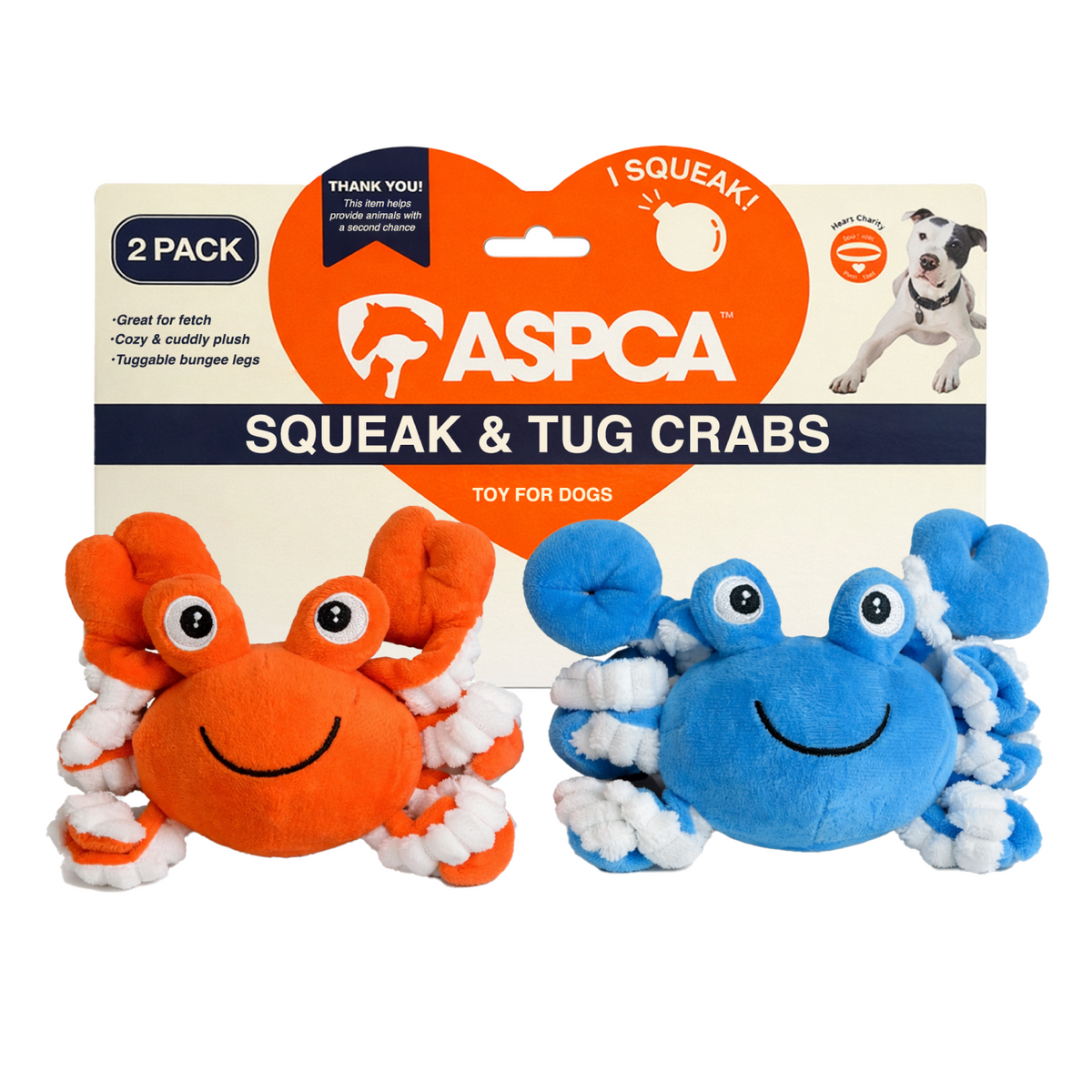 Aspca 2Pk Plush Crab With Squiggly Legs Spike Ball Squeaker Dog Toy