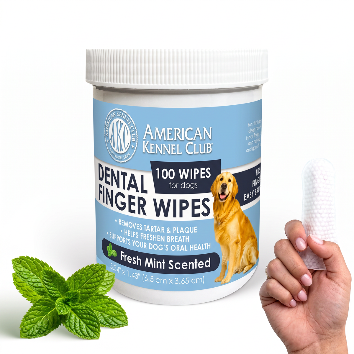 Akc 100 Count Dental Wipes - Mint Scent