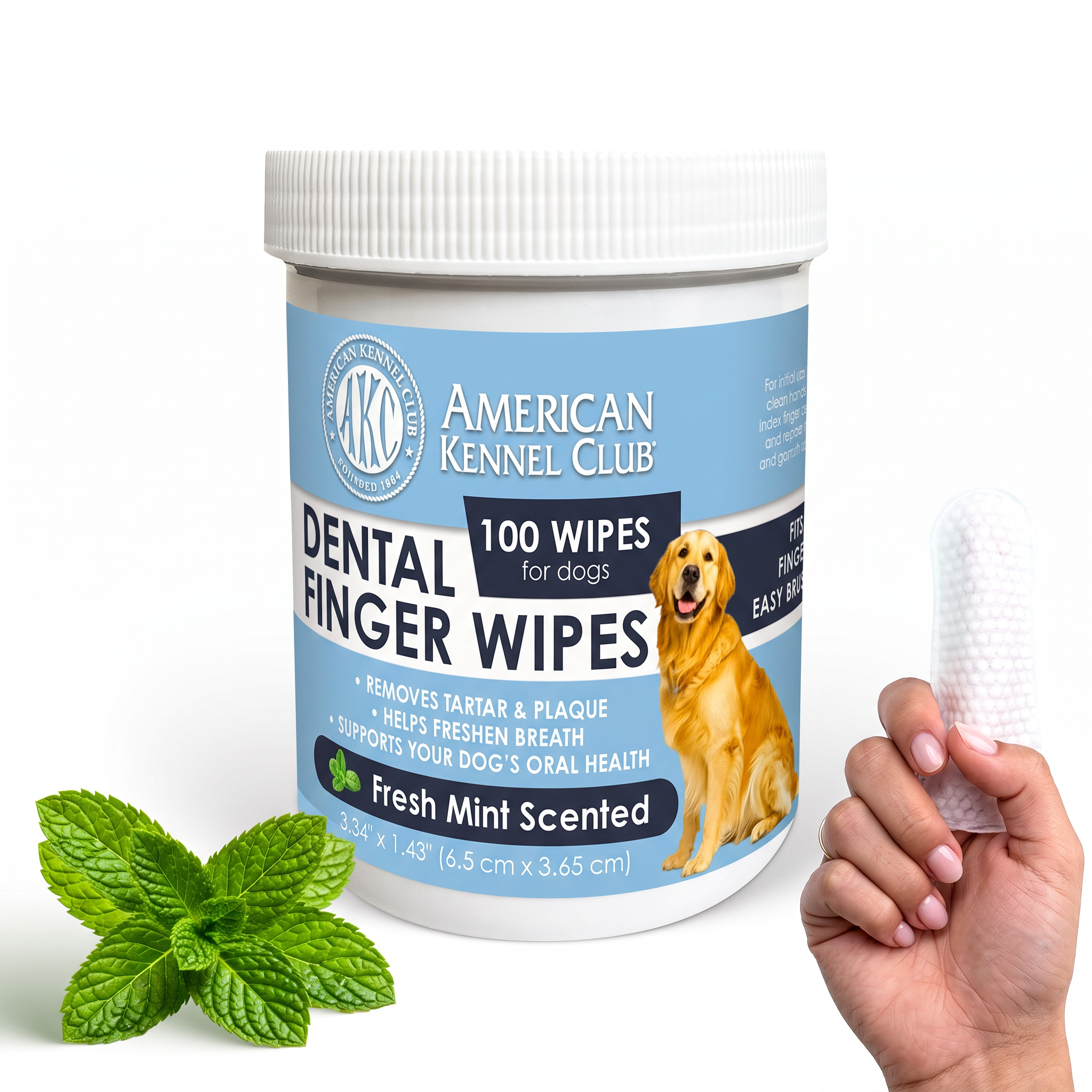 Akc 100 Count Dental Wipes - Mint Scent