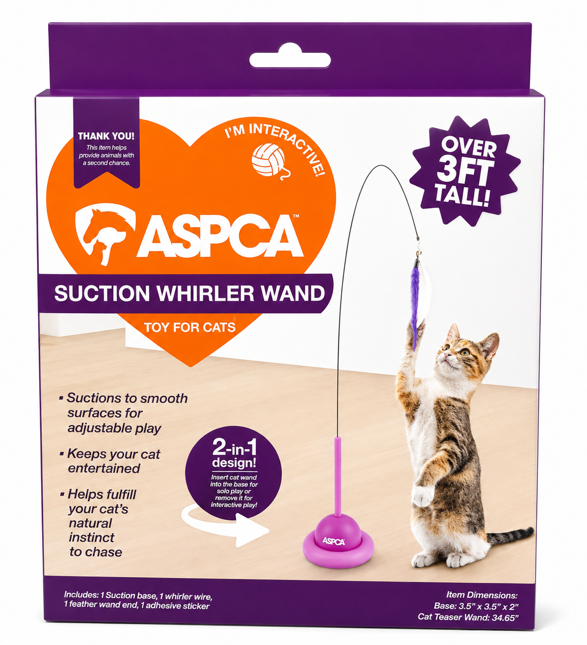 Aspca Suction Base Feather And Tail Swapper Cat Toy Pink