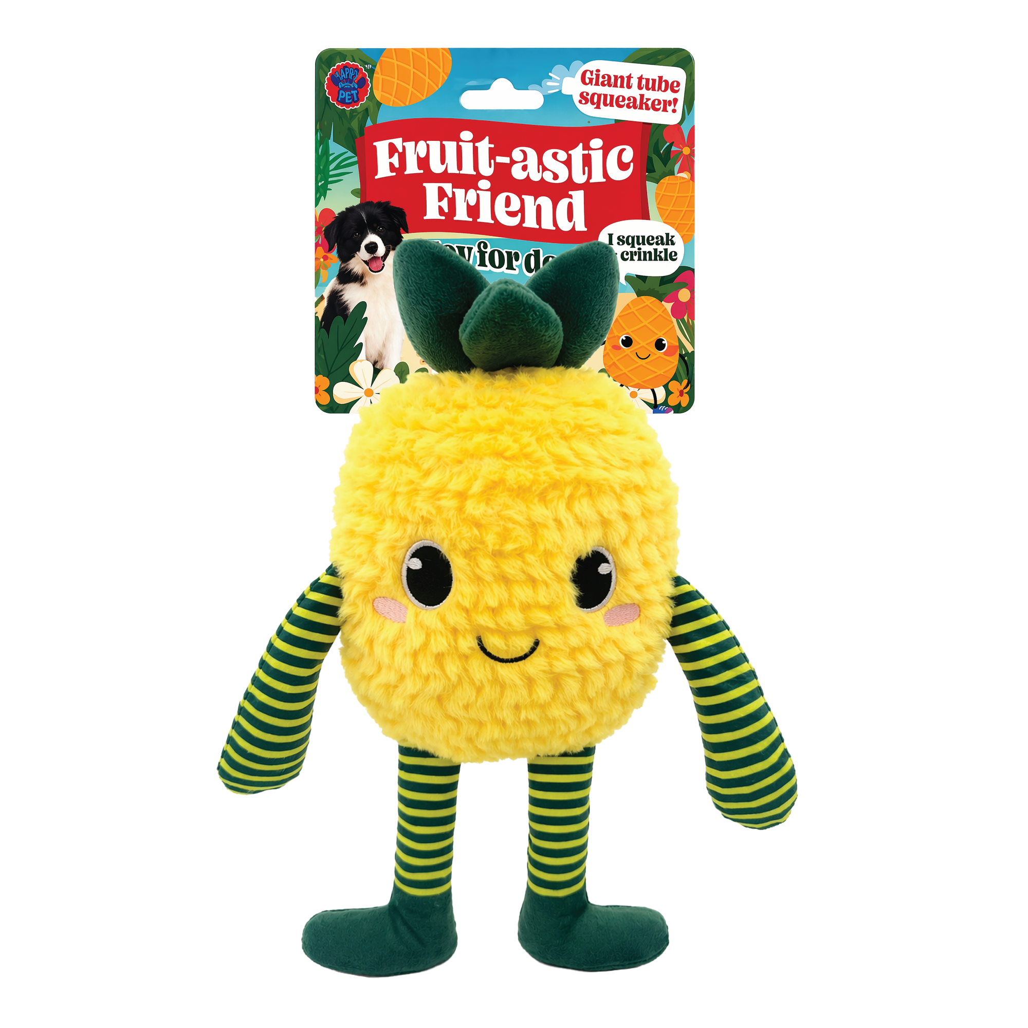 Bow Wow Large Pineapple Plush With Tube Squeaker Dog Toy