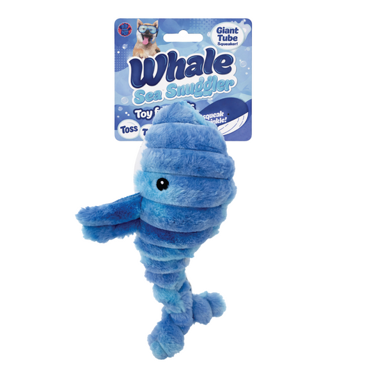Bow Wow Xl Corduroy Whale With Tube Squeaker Dog Toy