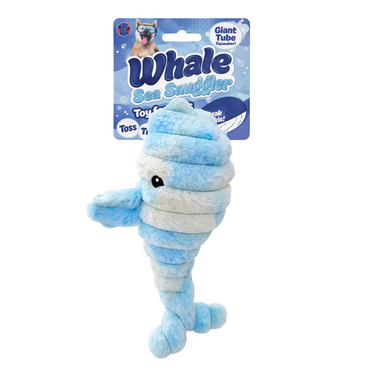 Bow Wow Xl Corduroy Whale With Tube Squeaker Dog Toy